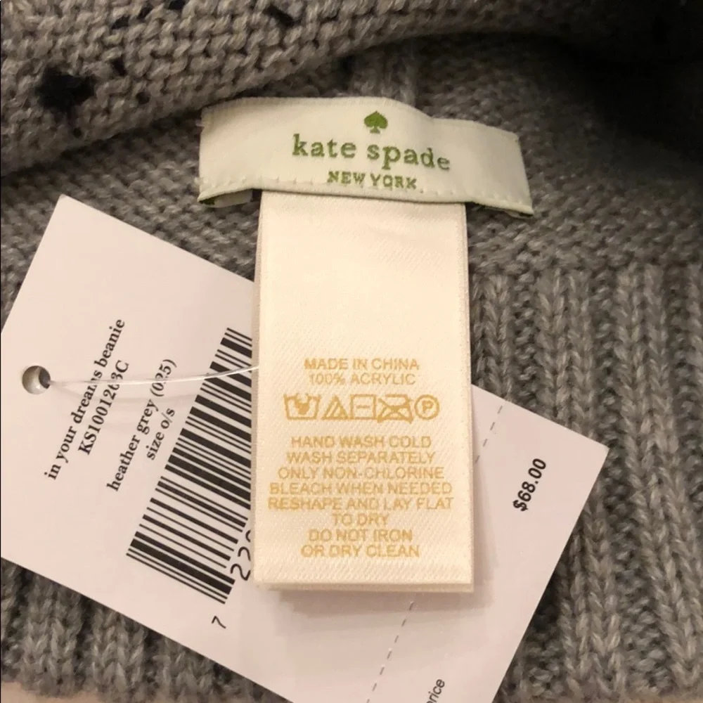 KATE SPADE In your dreams pom pom knit beanie gray
